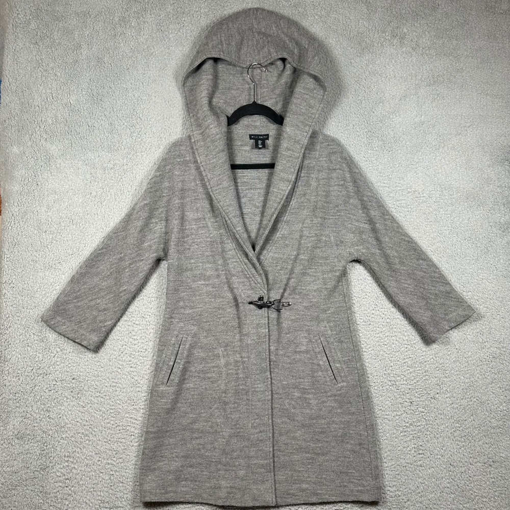 WILL SMITH Womens Wool Sweater Coat Size S Gray Hooded Toggle‎ Cardigan Jacket